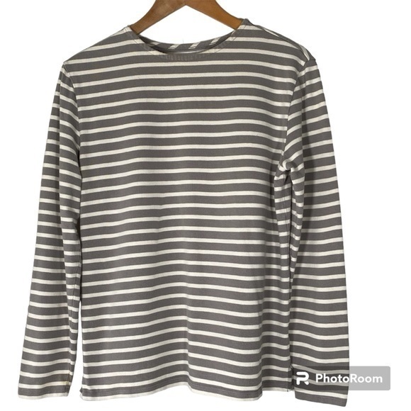 Everlane Tops - EVERLANE The Modern Striped Long Sleeve Knit Top Gray 100% Cotton S